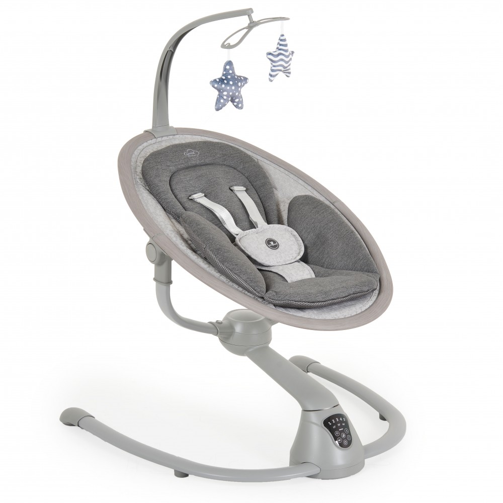 Leagan electric pentru bebelusi Cangaroo cu senzor de miscare si telecomanda Cloud Premium Light Grey