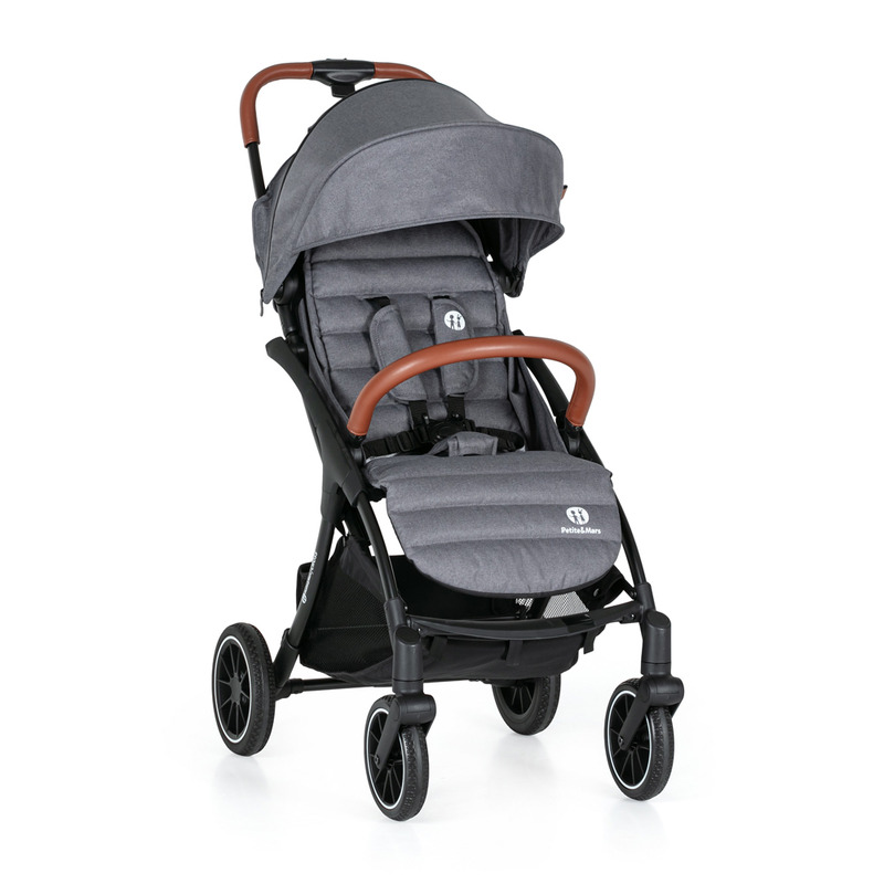 Carucior sport PetiteMars Cross Autopliabil 6 luni+ Bara detasabila Pliabil cu o mana SPF 40 Sarcina maxima 22 kg Standard de siguranta EN 1888-22018 Gri