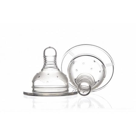 Set 2 tetine Minut Baby silicon  gat larg 6+ lichide groase