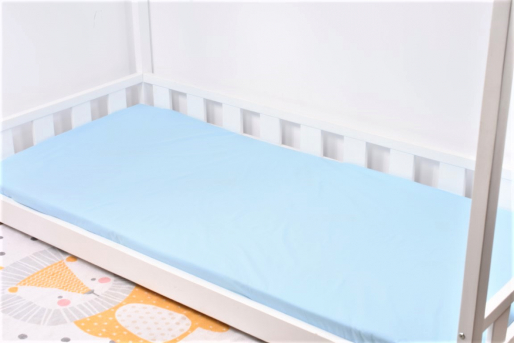 Cearsaf pat 90x200x10 cm bumbac model bleu