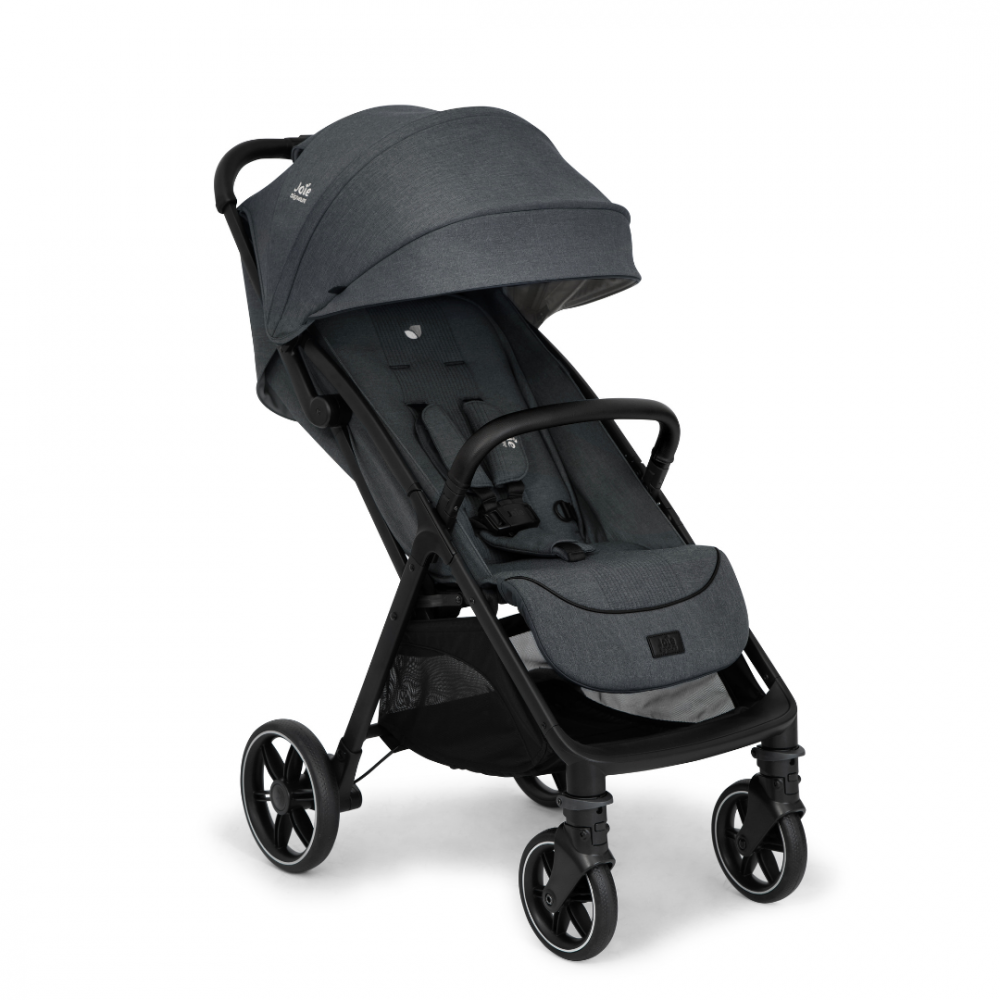 Carucior pentru copii Joie Parcel LX Signature Ebony ultracompact spatar si suport pentru picioare reglabile